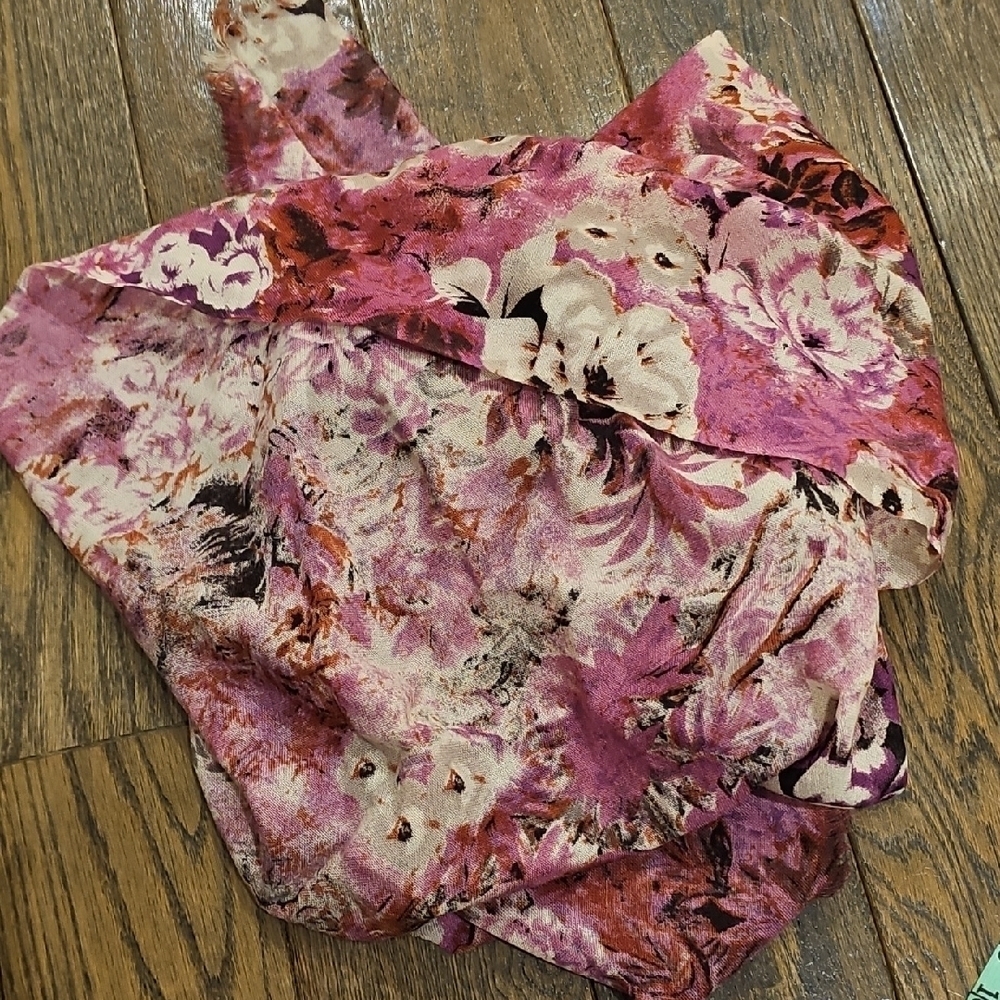 Floral Pink and Purple Scarf - Picture 2 of 5